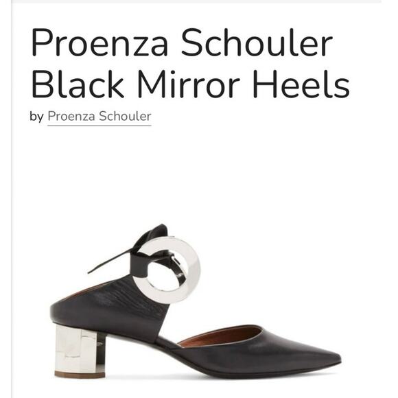 Proenza Schouler Black Leather Grommet Tie Block Mirrored Mules Heel Sz 41/10 - Picture 11 of 12